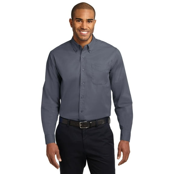 Port Authority Tall Long Sleeve Easy Care Shirt. Tls608 , TLS608 , Steel Grey/ Light Stone , X-Large Tall