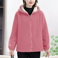 thumbnail image 2 of Sherpa Jacket Women Winter Lined Warm Full Zip Up Hoodies Solid Sweatshirts Pink XXL, 2 of 4