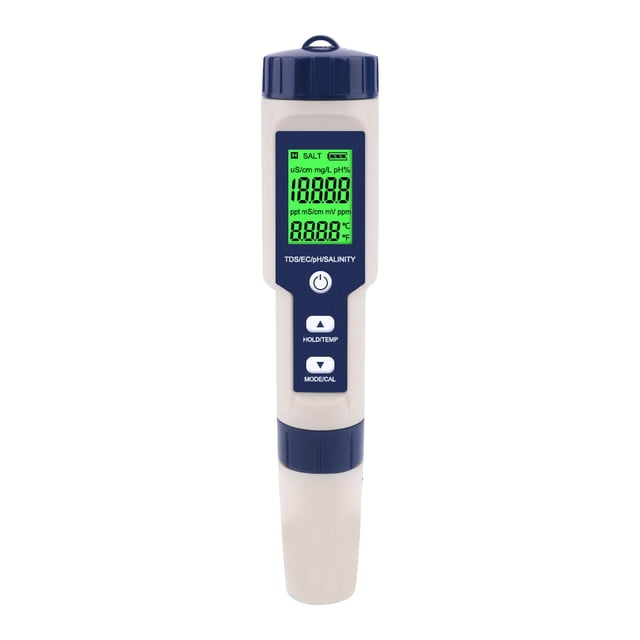 Medidor Temperatura Salinidad EC PH 5 en 1 Monitor Digital Del