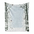 thumbnail image 1 of Winter Soft Flannel Fleece Throw Blanket, Trees and Bullfinch Birds Snow Covered Nature with Leafless Branches, Cozy Plush for Indoor and Outdoor Use, 50" x 60", Black Pale Grey White, by Ambesonne, 1 of 6
