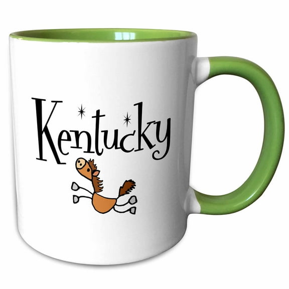 3drose, Cool Fun Kentucky and Racing Horse Travel for Horse Lovers and Racing, 11oz Two-tone Green Mug