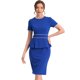 thumbnail image 1 of Vestido ajustado Allegra K de manga corta con ribete en contraste y cuello redondo Azul Real XS, 1 of 4