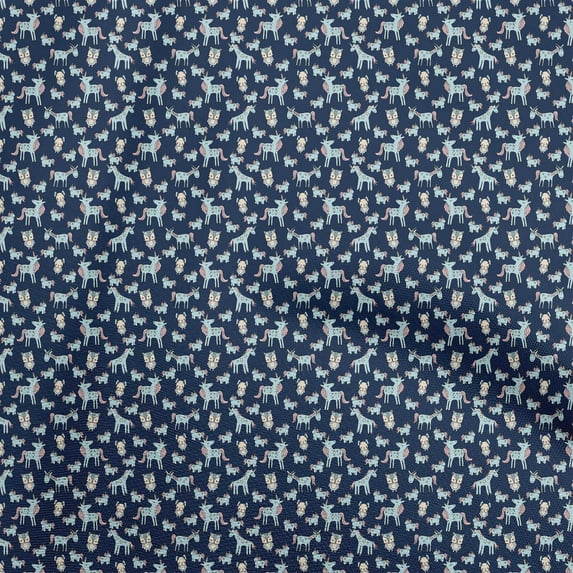 oneOone Viscose Chiffon Blue Fabric Kids Animal Sewing Fabric By The Yard Printed Diy Clothing Sewing Supplies 42 Inch Wide