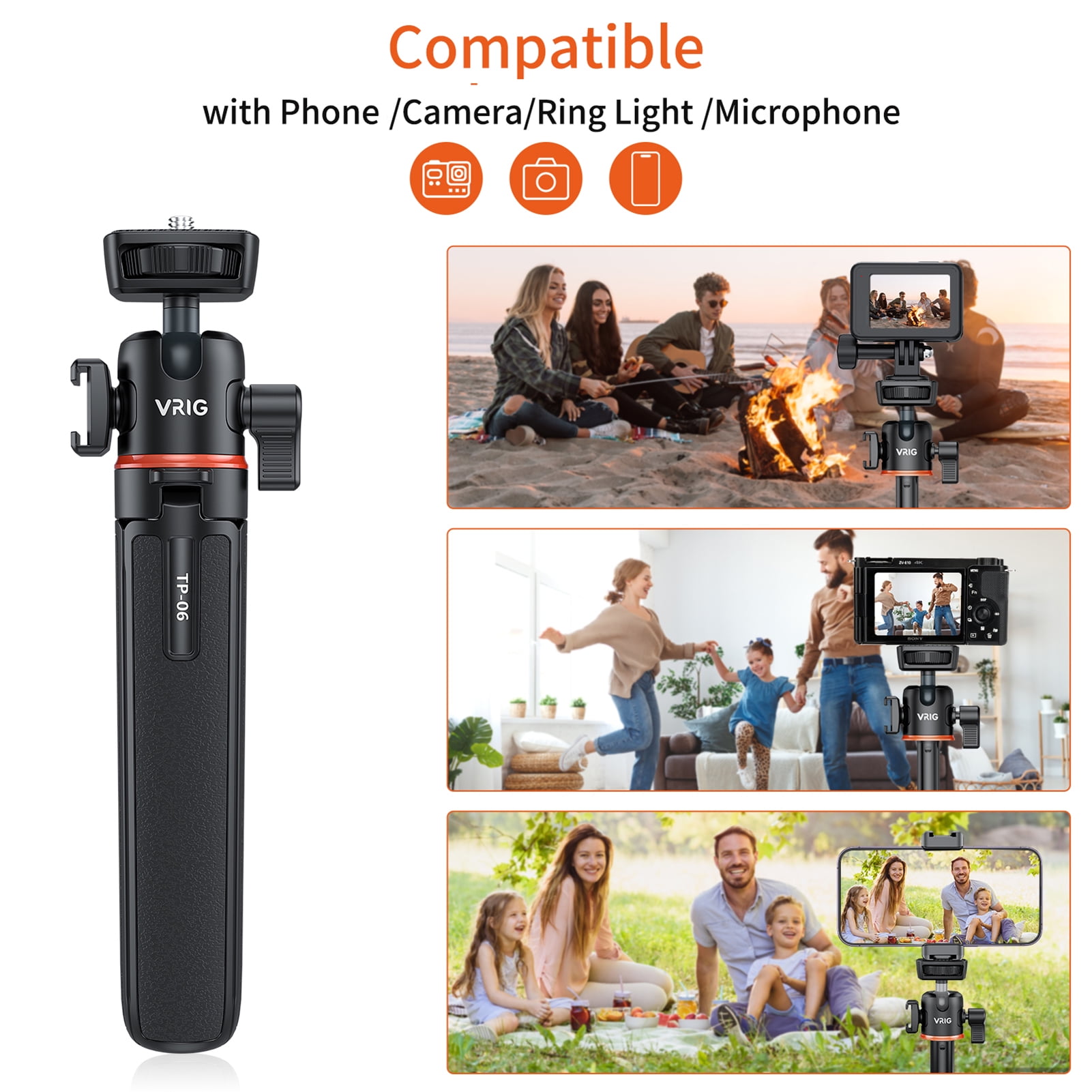 Portable Selfie Stick Tripod - 55cm Aluminum Alloy Stand With 360?? Ballhead For Phones & Cameras