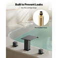 thumbnail image 5 of VEVOR Roman Tub Faucet, 3 Hole Waterfall Bathtub Faucet, Roman Bathtub Faucets Set with 2 Handles, Deck Mount Bath Tub Faucets Set for Pet Washing, Baby Care, Adult Bathing, Matte Black, Drip-Free, 5 of 9