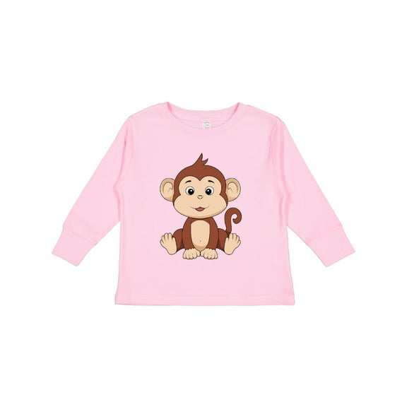 Inktastic Cute Brown and Tan Monkey Boys or Girls Long Sleeve Toddler T-Shirt