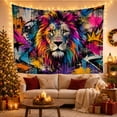 thumbnail image 3 of Lion Portrait in Colorful Graffiti Splashes, Dramatic Abstract for Art Collectors, Wildlife Decor, Housewarming Gift, Tapestry Wall Hanging for Bedroom and Living Room, 3 of 7