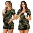 thumbnail image 3 of Xixirimido Green Camo Pattern Womens’ Maternity Nursing Pajamas Set, Short Sleeve Breastfeeding Shirts, Pregnancy Shorts 2 Piece Nursing PJS, Medium, 3 of 7