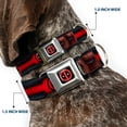 thumbnail image 2 of Marvel Comics Pet Collar, Dog Collar Metal Seatbelt Buckle, Deadpool Utility Belt Logo Pockets Black Reds Browns, 9.5 to 13 Inches 1.0 Inch Wide, 2 of 8
