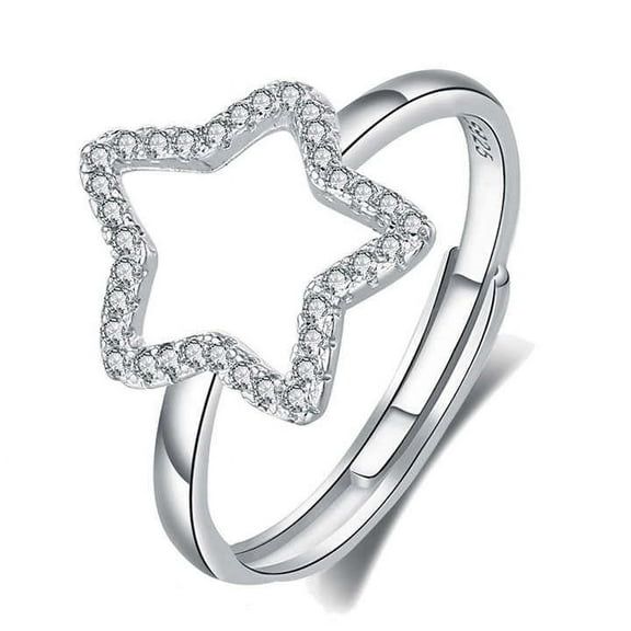 Star Shape Pave Set Engagement Ring For Valentine Gift 1.7 Ct Diamond 14K White Gold Over