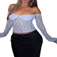 thumbnail image 1 of Lace Crop Tops for Women with Long Sleeves and Off-Shoulder Design, 1 of 8