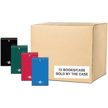Roaring Spring Narrow Ruled Topbound Spiral Memo Pad Book, 1 Case (72 Total), 3" x 5" 75 Sheets, Assorted Colors