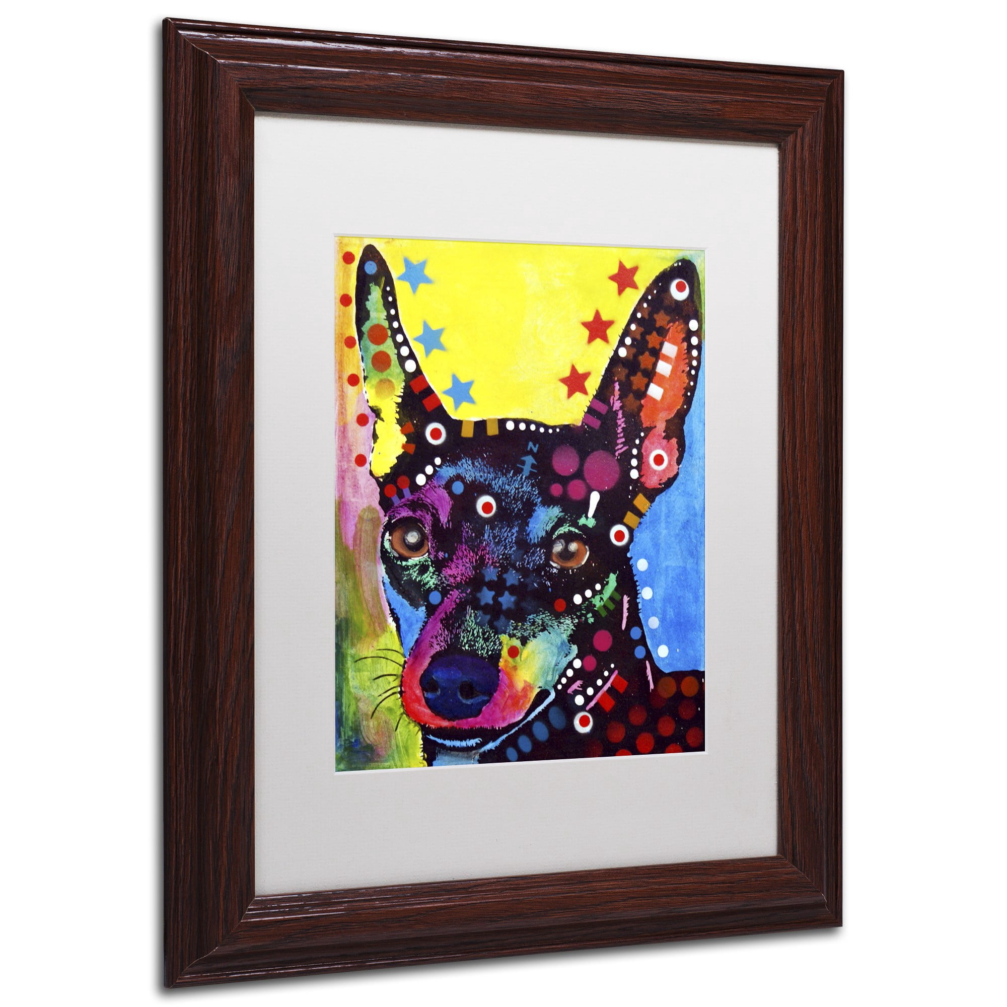 Trademark Fine Art "Miniature Pinscher" Canvas Art by Dean Russo, White Matte, Wood Frame