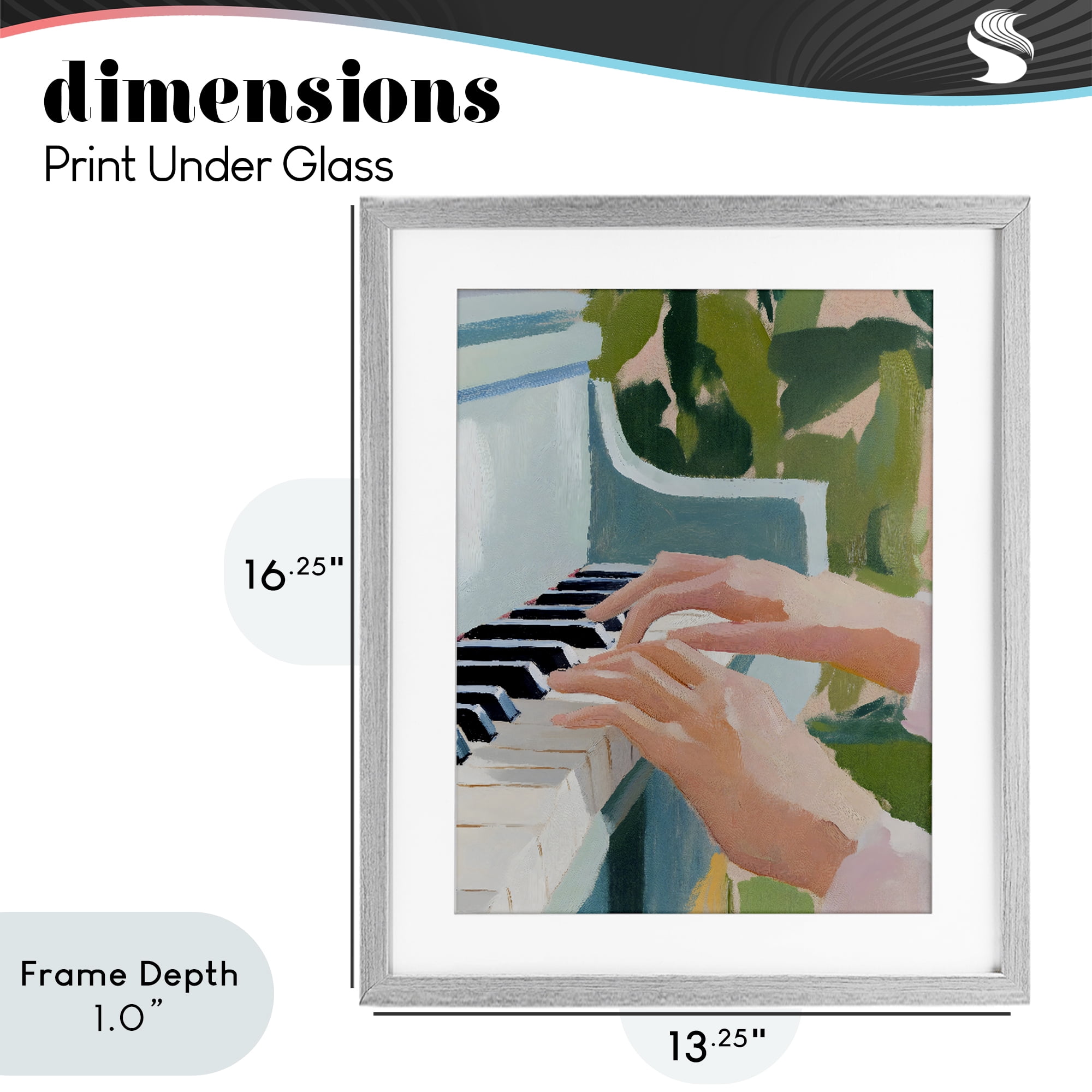 Stupell Industries Piano Hands in Sunlit Space Gray Framed Print Under Glass, design by The Prints Vibe