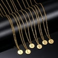 thumbnail image 2 of Flmtop Femmes Lettre Pendentif Rond en Acier Titane Chaîne Clavicule Collier Bijoux Cadeau, 2 of 10