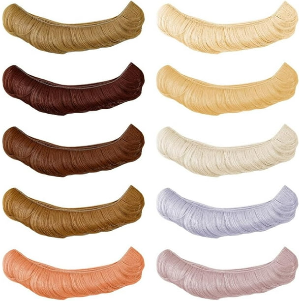 10 unidades de pelucas de cabello rizado de 5 cm en 10 colores, con flequillo corto y resistente al calor, de fibra sintética. Extensiones de cabello para muñecas, color castaño oscuro.