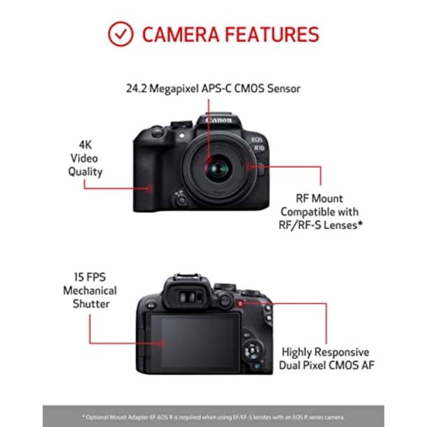 Canon EOS R10 Mirrorless Camera with RF-S 18-45mm Lens Kit