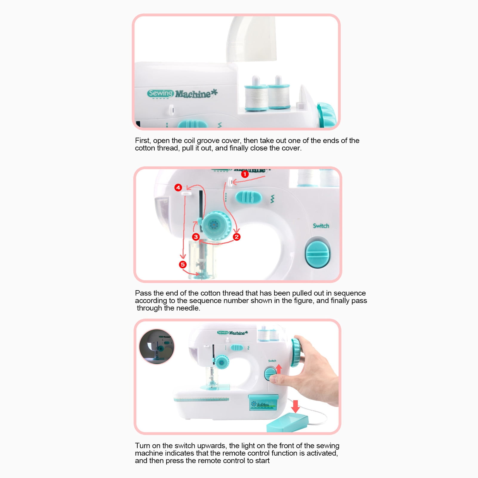 Mini Sewing Machine, Educational Electric Kids Sewing Kit, DIY Interesting for Kids Over 4 Years Old Boys and Girls Birthday Gifts