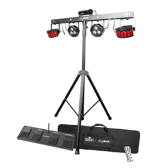 CHAUVET DJ 4-in-1 LED GigBAR 2.0 Light FX System w/ Tripod Remote Footswitch Bag