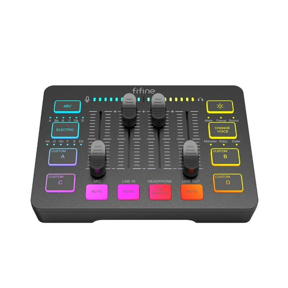 Mezcladora Ampligame FIFINE SC3 2 Salidas 3 Entradas USB-C 48 Volts