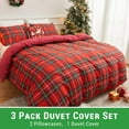 thumbnail image 2 of Gogreen King Duvet Cover Floral, Soft & Breathable Microfiber 3 Pieces King Bedding Sets, Pattern King Comfy Duvet Cover, with Zipper Closure (Red Plaid, King), 2 of 9