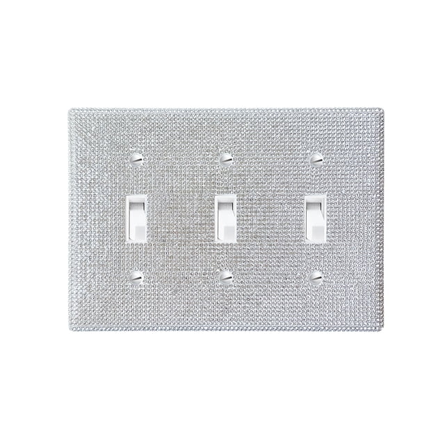 TYPPKMM Shiny Wall Plate Cover with Strong Silver Rhinestones Decorative Home Improvement Accessory Outlet Covers