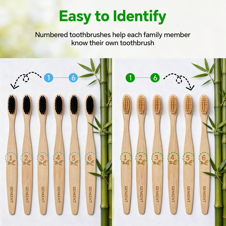 Genkent Bamboo Toothbrush, 12 Pack Medium Bristles photo 7