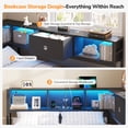 thumbnail image 5 of Queen Corner Bed Frame with Bookcase Storage & Led Lights,Queen Daybed Frame with Charging Station,Metal Platform Bed Frame with Storage Drawers Underneath for Living Room,Bedroom & Guest Room,Black, 5 of 9