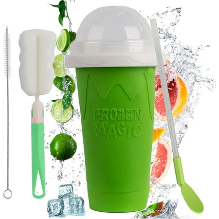 

Ragnify Slushy Maker Cup Portable and Double Layer Ice Cream Maker Slushie Magic Cup for DIY Drinks Milk Shake(Green)