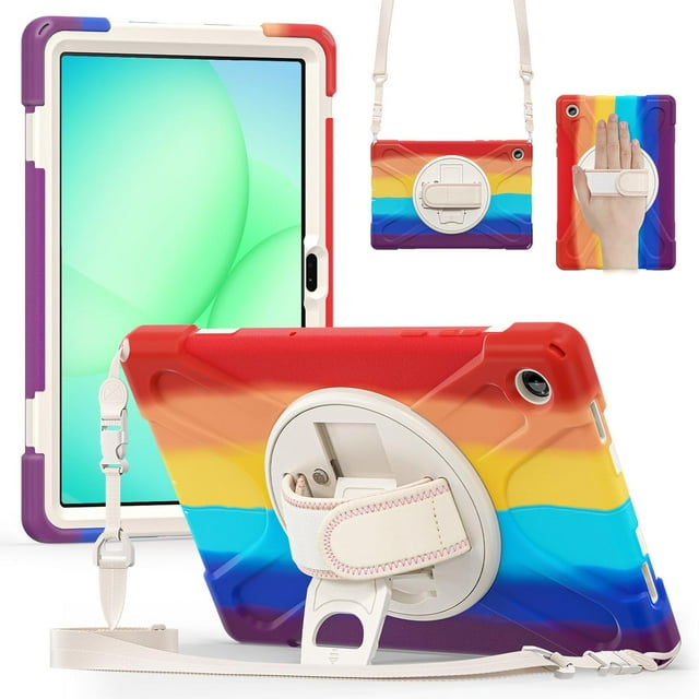 Funda para Samsung Galaxy Tab A11 Plus de 11 pulgadas (2025) y A9 Plus de 11 pulgadas (2023), funda protectora infantil a prueba de golpes con portalápices, correa de mano giratoria de 360 grados