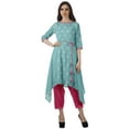 thumbnail image 1 of Moomaya Indian Tunic Top Pant Set 3/4 Sleeves Printed Women Designer Kurta Kurti, 1 of 6