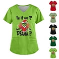 thumbnail image 2 of MIARHB Uniforme de Enfermera Navideño de Talla Grande con Estampado Navideño, Uniforme de Trabajo, Tops para Mujer, Cuello en V Cruzado, Camisetas de Manga Corta con Estampado Navideño y 2 Bolsillos,, 2 of 4