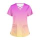 thumbnail image 5 of Fiudx Ofertas Relámpago Top de Ropa de Enfermería con Bolsillo y Cuello En V de Manga Corta de Color Degradado Informal a La Moda para Mujer, 5 of 5