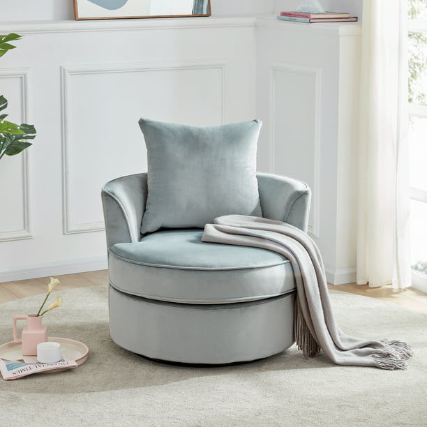 360° Swivel Barrel Chair with Movable Pillow Backrest