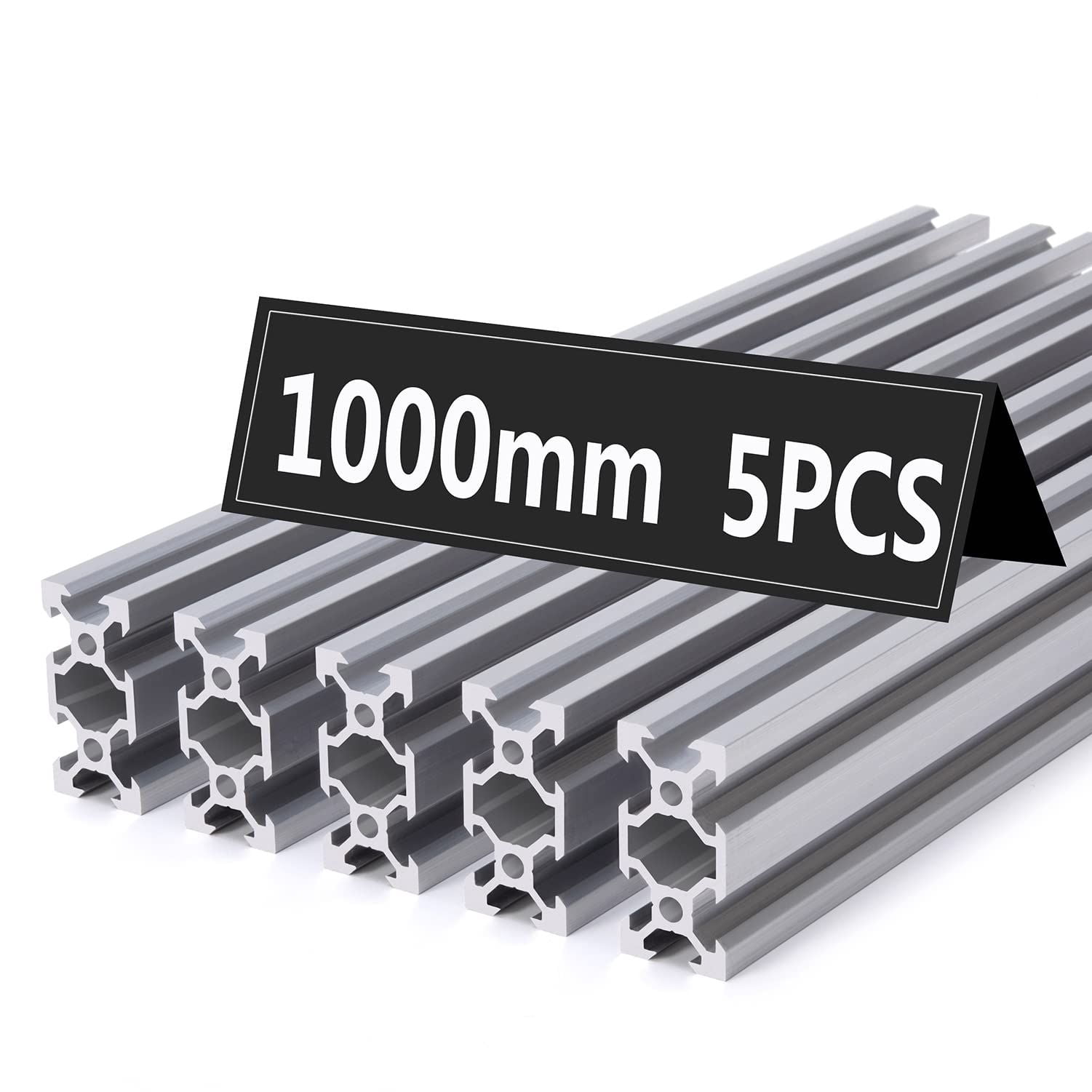 10PCS 2020 T-Slot Aluminum Extrusion - 1000mm Silver Anodized Rails For 3D Printer & CNC