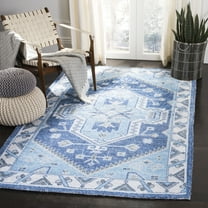 SAFAVIEH Saffron Magdalena Bordered Oriental Area Rug, Blue/Ivory, 5' x 8'