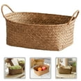 thumbnail image 3 of GAXIRE Seagrass Weaving Storage Basket Rectangular Rustic Pastoral Style 1Set 10.6X6.7X4.3In, 3 of 6
