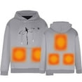 thumbnail image 7 of Couple's Keep Warm Hoodies Winter 5 Heating Usb Heating Hooded Loose Unisex Casual Zipper Heart Sweatshirts for Mens and Womens D-Grey S, 7 of 7