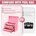 thumbnail image 6 of WORKPRO Mini Tool Box with 2 Drawers and Top Storage, Upgraded Version with Ball Bearing Slides, Small Metal Tool Chest with PVC Liners and PP Feet Pads, Pink, 6 of 8