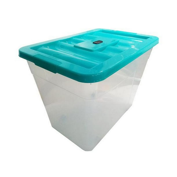 Caja Barata Ecologica BoxTicaaa 3 Pzas 78 Lt 54x38x46cm Apilable y Anidable Polipropileno Color Turquesa.