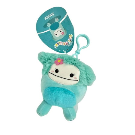 Squishmallows 3.5 Inch Joelle the Teal Bigfoot With Floral Bow Clip-On Plush Stuffed Toy