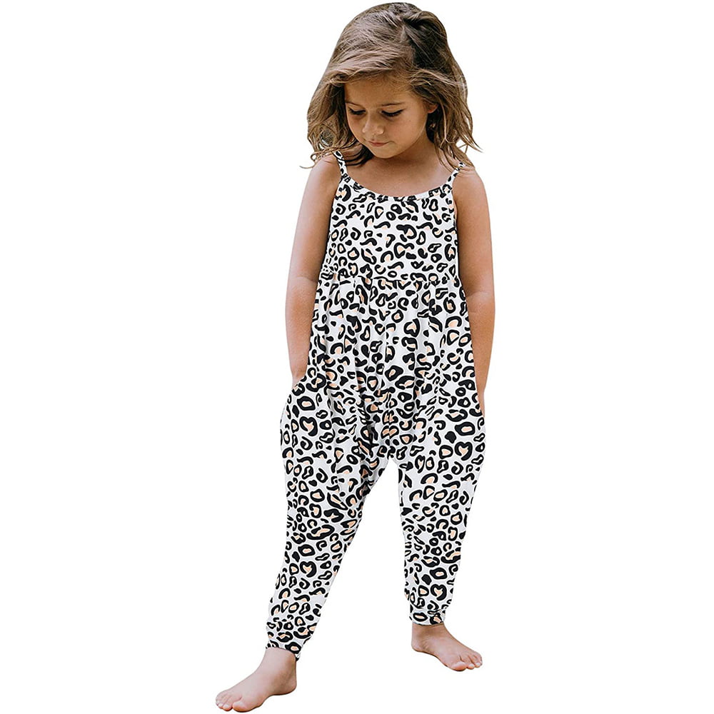 Toddler Kids Girls Summer Strap Romper Jumpsuit Harem Pants Outfits Pockets 