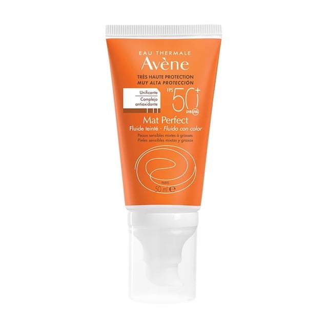 Protector solar Avène Mate Perfect FPS 50+ fluido con color pieles sensibles, mixtas y grasas 50 ml