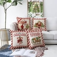 thumbnail image 4 of Merry Christmas Throw Pillow Covers Candy Canes Elk Santa Claus Sleigh Rides Winter Outdoor Decorations Pillowcase Home Decor 18 x 18 Inch Living Room Cushion Case for Sofa Couch Set of 4, 4 of 6