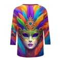 thumbnail image 6 of Mceream Mardi Gras Shirts for Women Bling Glitter Carnival Outfits 3/4 Sleeve Tunic Tops Funny Mask Graphic Tees Crewneck Vintage Mask Print Blouses Plus Size Multicolor XXL, 6 of 6
