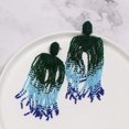 thumbnail image 2 of Moda mujer dama niña cuentas borla colgante pendientes decoración joyería accesorio (verde azul), 2 of 2