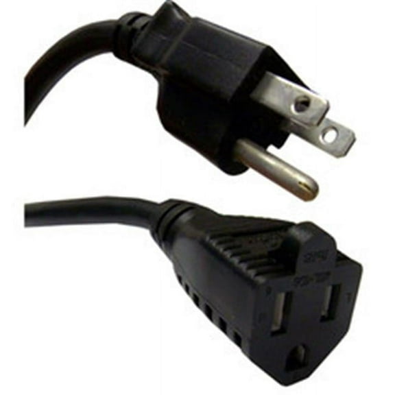 CableWholesale 10W1-03206 6 ft. 10A SJT Power Extension Cord - NEMA 5-15P to NEMA 5-15R, Black
