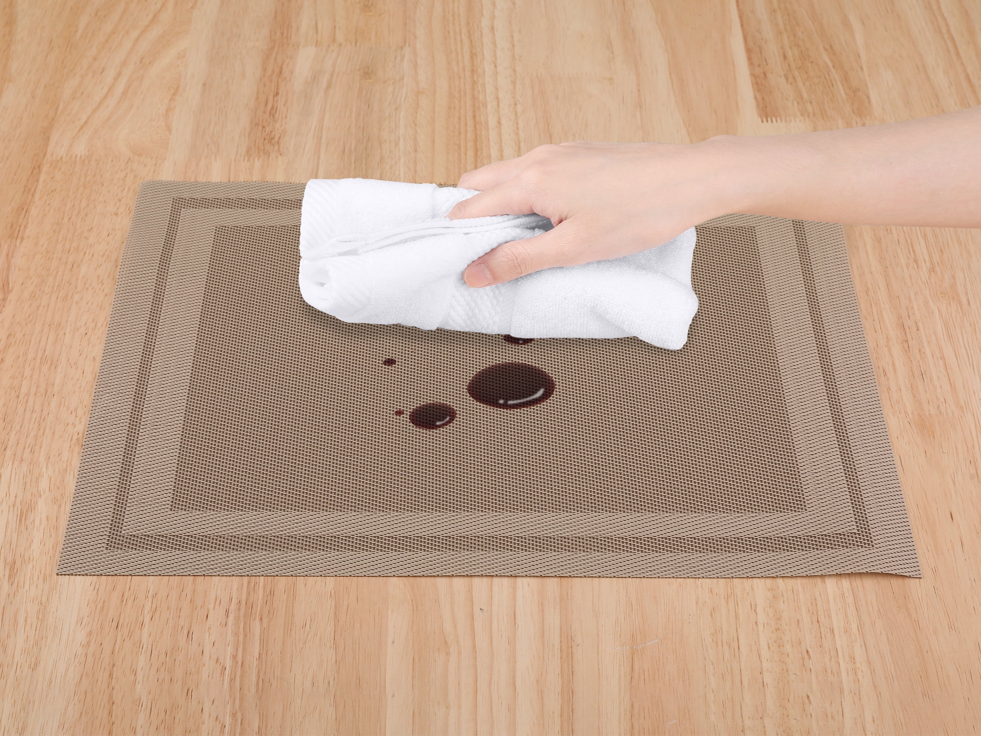 Unique Bargains Vinyl Placemats for Table Decor Washable Table Placemats 8pk Gold 18x12in