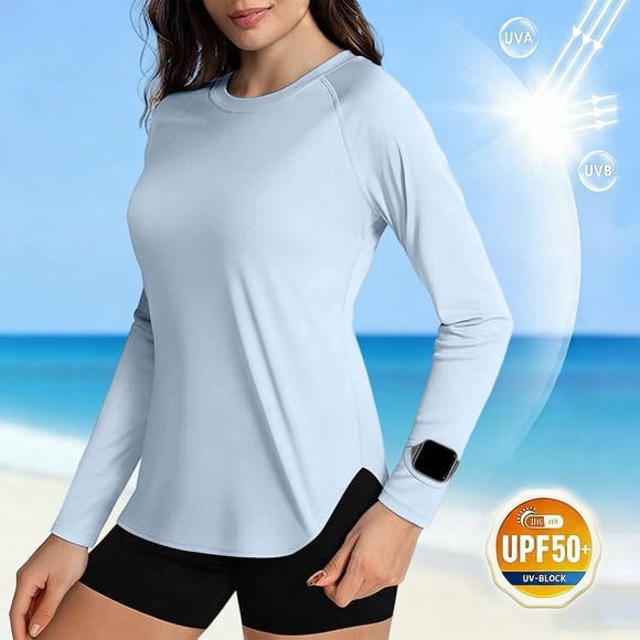 Nuoqisi Women's Sun Shirts UPF 50+ Long Sleeve UV Protection Shirt Rash Guard Lightweight Quick Dry SPF Workout Hiking Tops