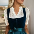 thumbnail image 2 of TOOYOU Women'S Oktoberfest Dirndl Blouse, Lace V-Neck Short Sleeve Bavarian Traditional Costume Top, 2 of 9